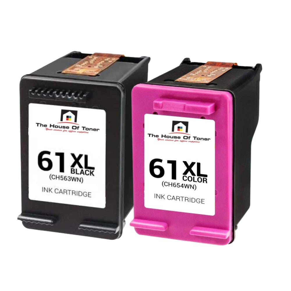 Compatible Ink Cartridge Replacement for HP CH563WN, CH564WN (61XL) Black & Tri-Color (Black-480 YLD, Tri Color-450 YLD) 2-Pack