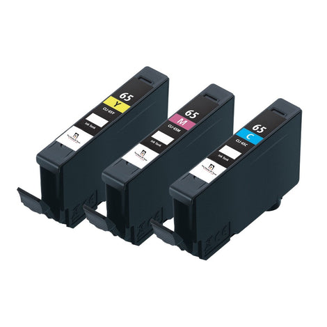 Compatible Ink Cartridge Replacement for CANON 4216C002, 4217C002, 4218C003 (CLI-65C, CLI-65M, CLI-65Y) Cyan, Yellow, Magenta (3-Pack)