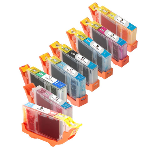 Compatible Ink Cartridge Replacement for CANON 0621B002, 0622B002, 0623B002, 0620B002,  0625B002, 0624B002, 0627B002, 0626B002 (CLI-8C, Y, M, BK, R, G, PC, PM) Cyan, Yellow, Magenta, Black, Red, Green, Photo Cyan, Photo Magenta (12ML) 8-Pack