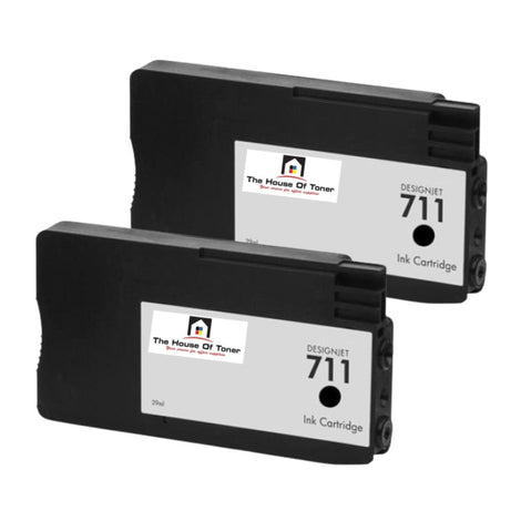Compatible Ink Cartridge Replacement For HP CZ133A (711) Black (80ML) 2-Pack
