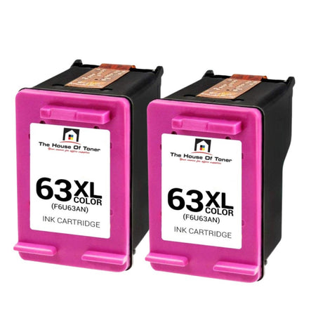 Compatible Ink Cartridge Replacement for HP F6U63AN (63XL) Tri-Color (330 YLD) 2-Pack
