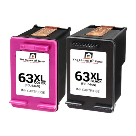 Compatible Ink Cartridge Replacement for HP F6U64AN, F6U63AN (63XL) Black & Tri-Color (Black-480 YLD, Tri-Color-330 YLD) 2-Pack