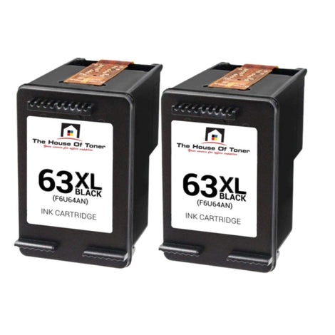 Compatible Toner Cartridge Replacement for HP F6U64AN (63XL) Black (480 YLD) 2-Pack