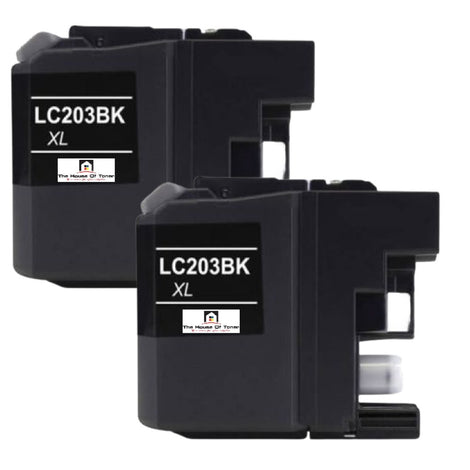 Compatible Ink Cartridge Replacement for BROTHER LC203BK (LC-203BK XL) Black (550 YLD) 2-Pack