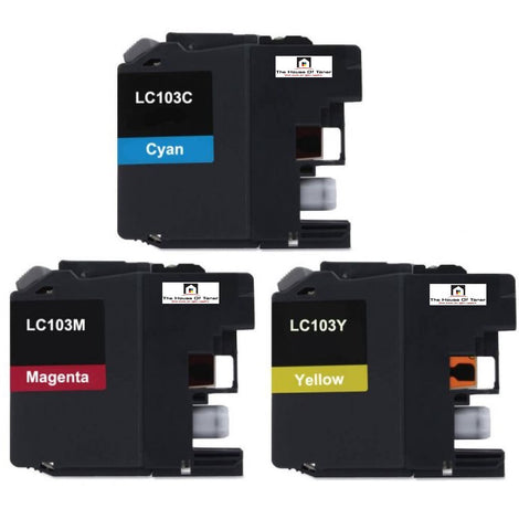 Compatible Toner Cartridge Replacement For Brother LC103C, LC103M, LC103Y (LC-103C, LC-103Y, LC-103M) Cyan, Magenta, Yellow (600 YLD) 3-Pack