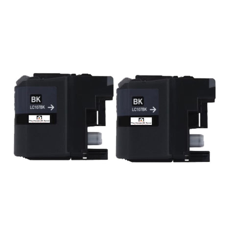 Compatible Toner Cartridge Replacement For Brother LC107BK (LC-107BK) Black (1.2K YLD) 2-Pack