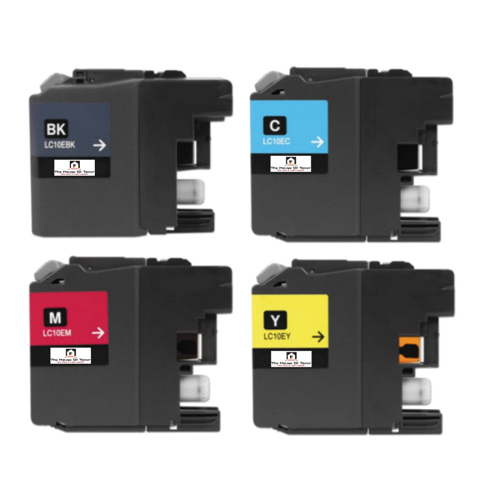 Compatible Ink Cartridge Replacement for BROTHER LC10EBK, LC10EC, LC10EM, LC10EY (LC-10EBK, LC-10EY, LC-10EC, LC-10EM) Black, Magenta, Cyan, Yellow (2.4K YLD) 4-Pack