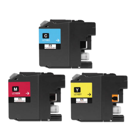 Compatible Ink Cartridge Replacement for BROTHER LC10EC, LC10EM, LC10EY (LC-10EY, LC-10EC, LC-10EM) Magenta, Cyan, Yellow (1.2K YLD) 3-Pack