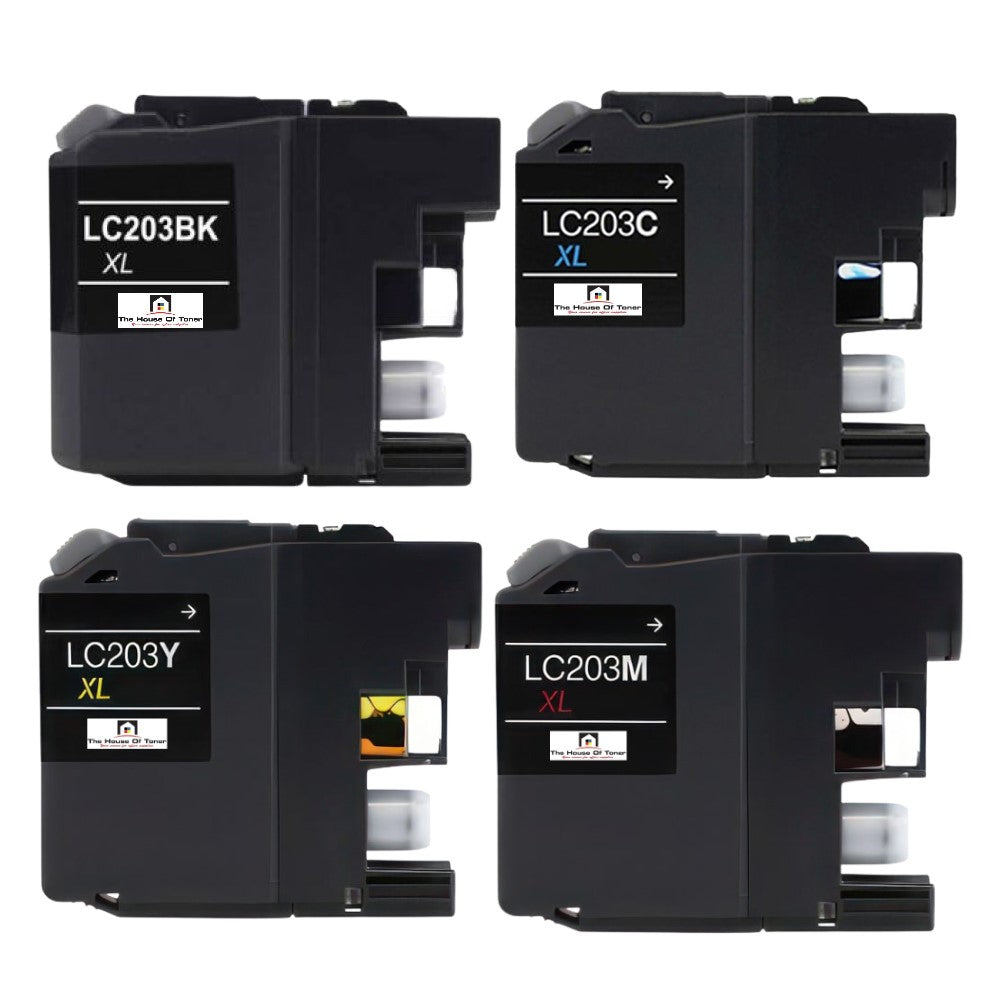 Compatible Ink Cartridge Replacement for BROTHER LC203M, LC203C, LC203Y, LC203BK (LC-203M, LC203Y, LC203C, LC203BK XL) Magenta, Cyan, Yellow, Black (550 YLD) 4-Pack