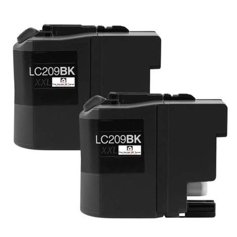 Compatible Ink Cartridge Replacement for BROTHER LC209BK (LC-209BK XXL) Black (2.4K YLD) 2-Pack