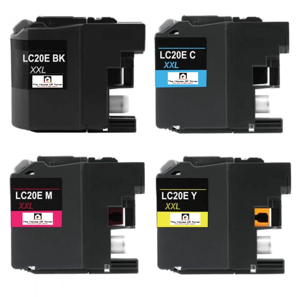 Compatible Ink Cartridge Replacement for BROTHER LC20EBK, LC20EC, LC20EY, LC20EM (LC-20EBK, LC-20EC, LC-20EM, LC-20EY) Black, Cyan, Yellow, Magenta (1.2K YLD) 4-Pack