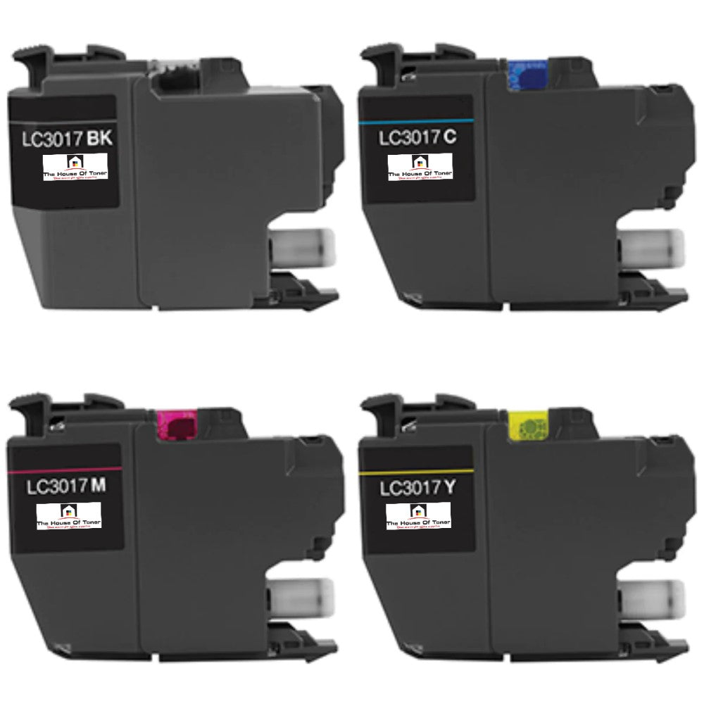 Compatible Ink Cartridge Replacement For BROTHER LC-3017Y, LC-3017C, LC3017M, LC3017BK (LC3017Y, LC3017C, LC3017M, LC3017BK) Yellow, Cyan, Magenta, Black (550 YLD) 4-Pack