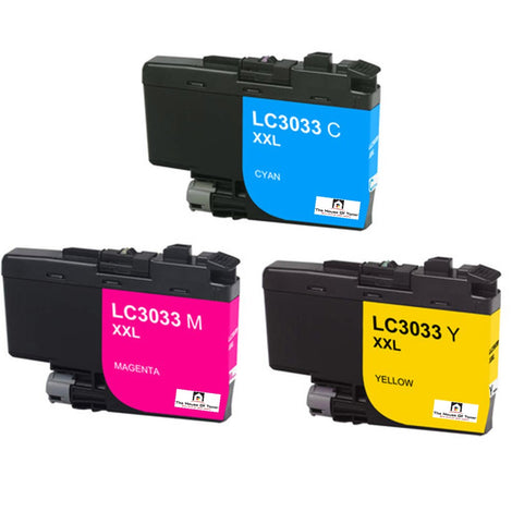 Compatible Ink Cartridge Replacement for BROTHER LC3033C, LC3033M, LC3033Y (LC-3033Y, LC-3033C, LC-3033M XXL) Cyan, Magenta, Yellow (3K YLD) 3-Pack