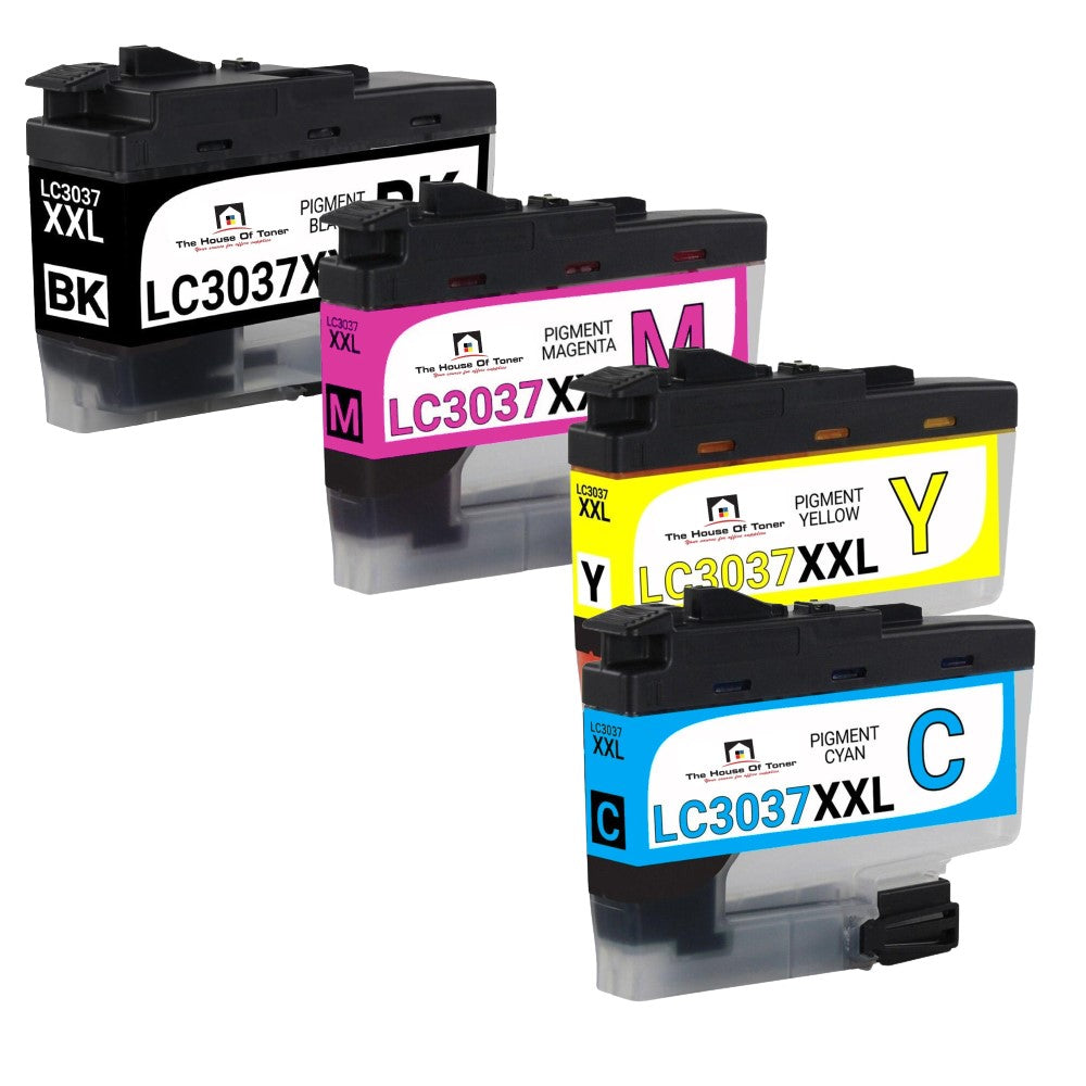 Compatible Ink Cartridge Replacement for BROTHER LC3037BK, LC3037C, LC3037M, LC3037Y (LC-3037BK, LC-3037C, LC-3037M, LC-3037Y XXL) Black, Cyan, Magenta, Yellow (3K YLD) 4-Pack