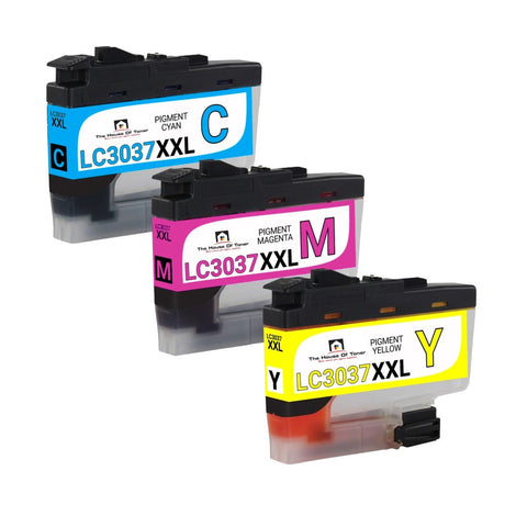 Compatible Ink Cartridge Replacement for BROTHER LC3037C, LC3037M, LC3037Y (LC-3037C, LC-3037M, LC-3037Y XXL) Cyan, Magenta, Yellow (1.5K YLD) 3-Pack