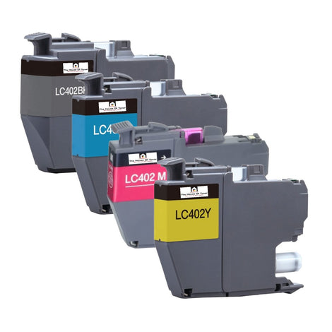 Compatible Ink Cartridge Replacement for BROTHER LC402BK, LC402C, LC402M, LC402Y (LC-402BK, LC-402C, LC-402M, LC402Y) Black, Cyan, Yellow, Magenta (550 YLD) 4-Pack