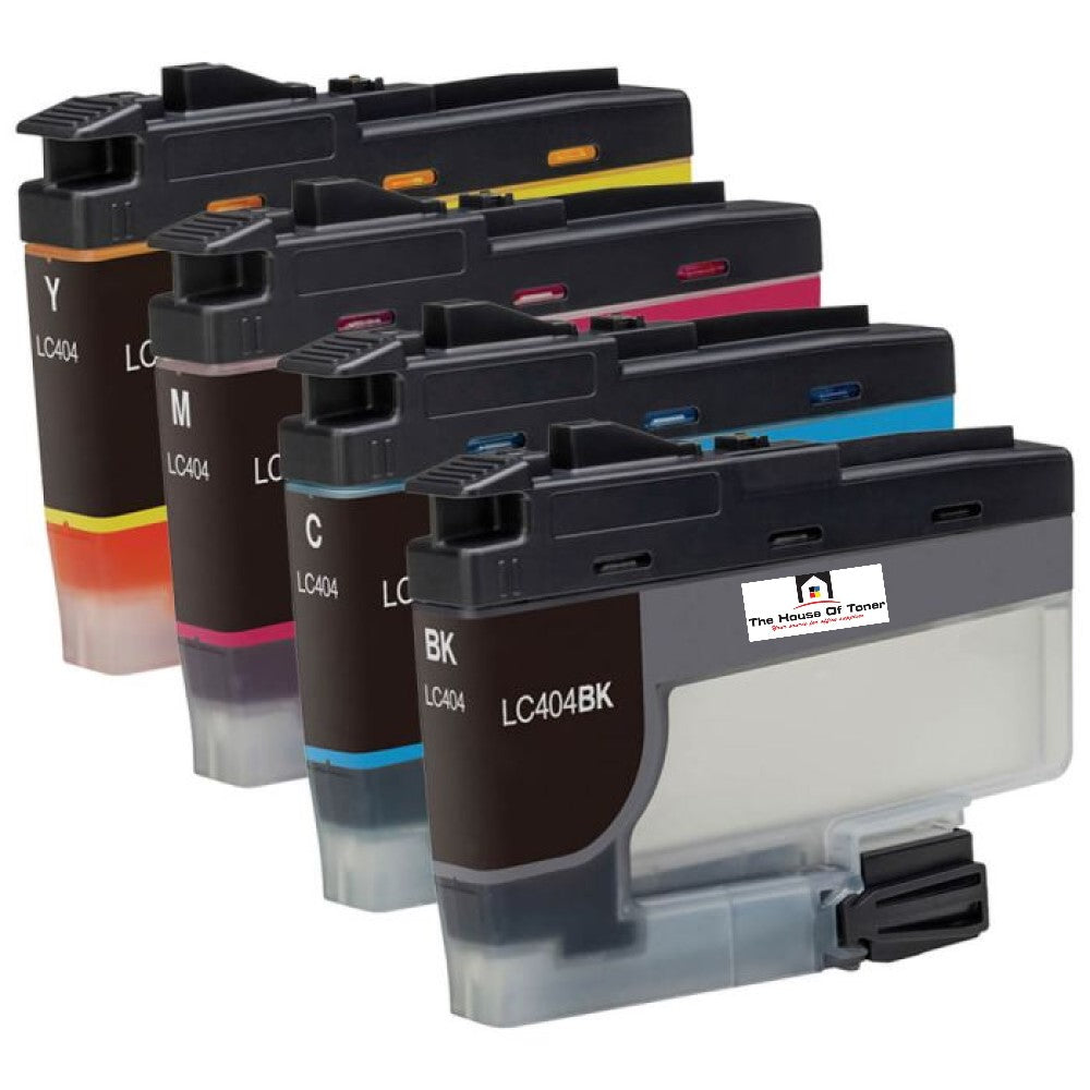 Compatible Ink Cartridge Replacement for BROTHER LC404M, LC404Y, LC404C, LC404BK (LC-404M, LC-404C, LC-404Y, LC-404BK) Cyan, Yellow, Magenta, Black (750 YLD) 4-Pack