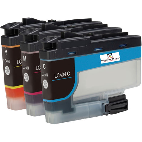 Compatible Ink Cartridge Replacement for BROTHER LC404M, LC404Y, LC404C (LC-404M, LC-404C, LC-404Y) Cyan, Yellow, Magenta (750 YLD) 3-Pack