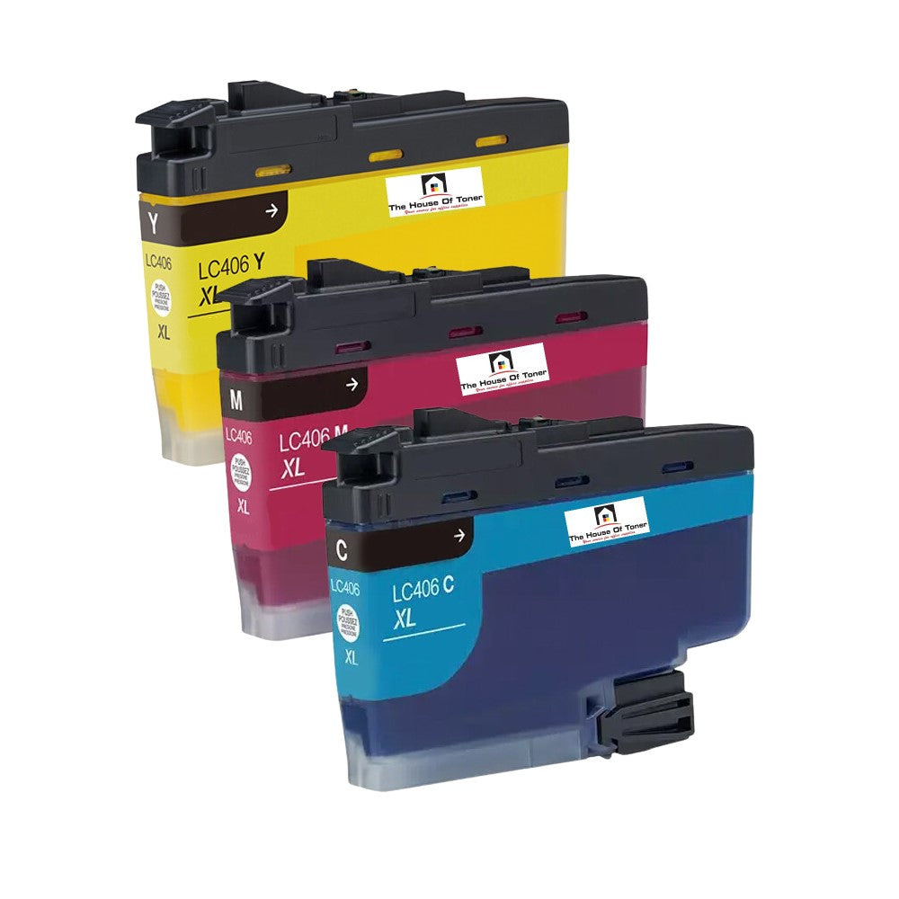 Compatible Ink Cartridge Replacement for BROTHER LC406XLM, LC406XLY, LC406XLC (LC-406M, LC-406C, LC-406Y XL) Cyan, Magenta, Yellow (5K YLD) 3-Pack
