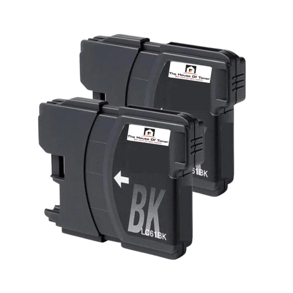 Compatible Ink Cartridge Replacement for BROTHER LC61BK (LC-61BK) Black (450 YLD) 2-Pack