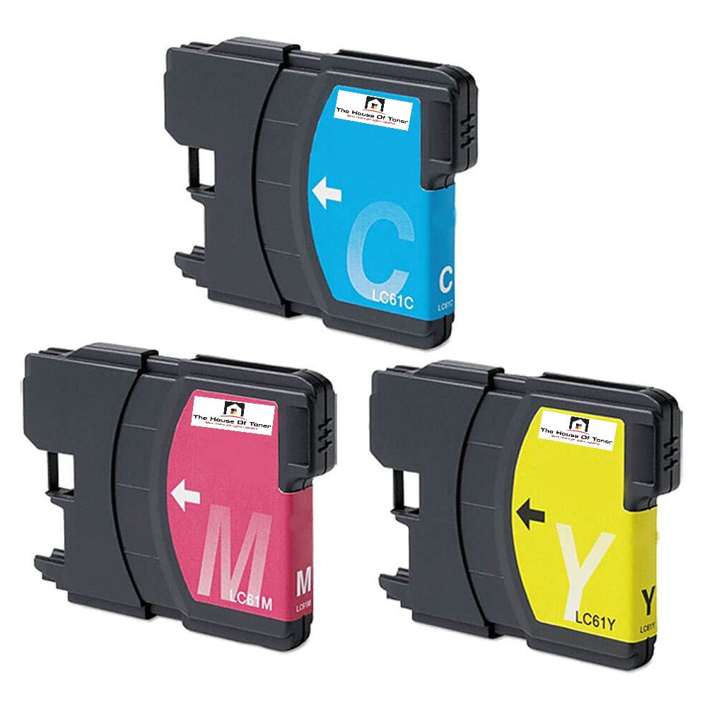Compatible Ink Cartridge Replacement for BROTHER LC61Y, LC61M. LC61C (LC-61Y, LC-61C, LC-61M) Yellow, Cyan, Magenta (325 YLD) 3-Pack