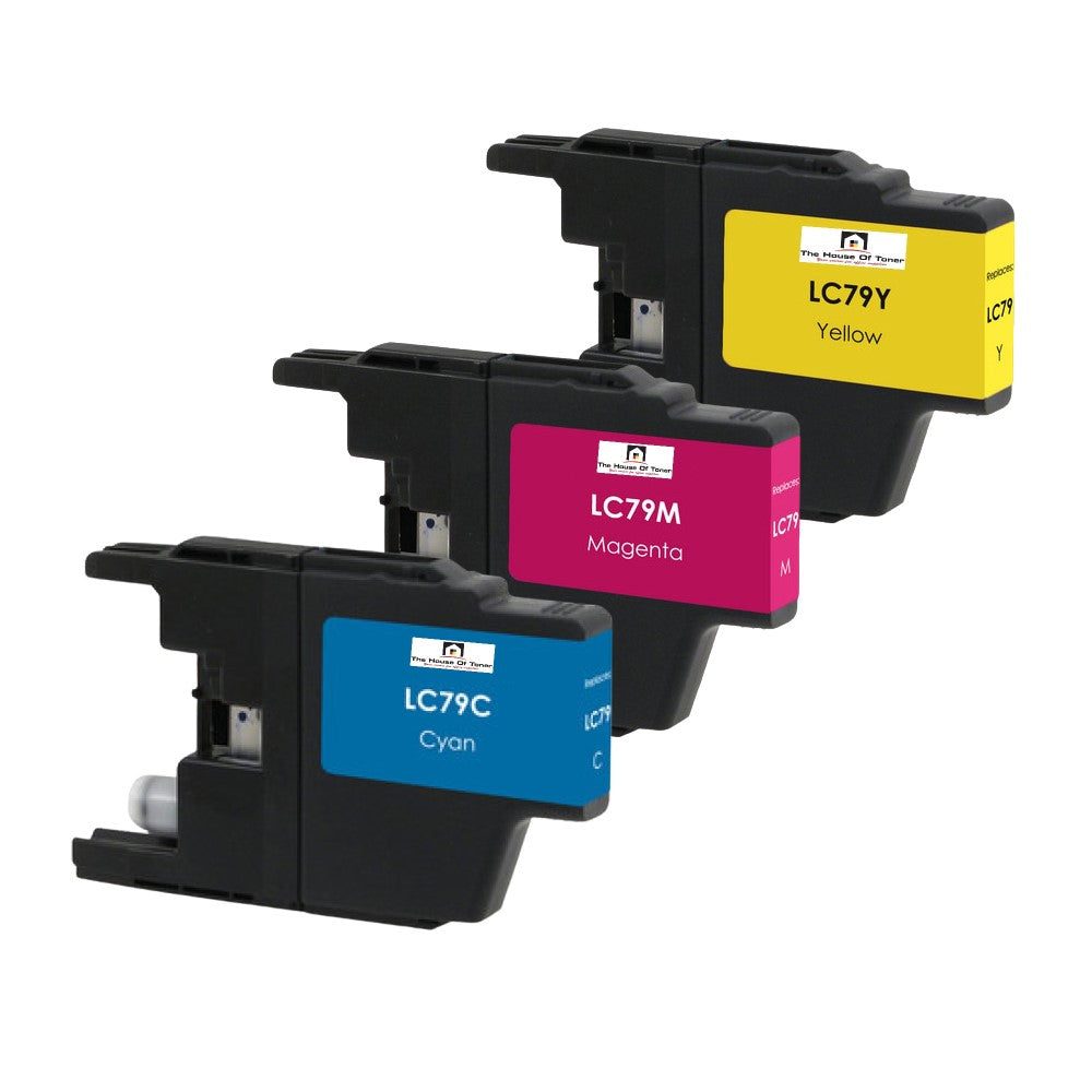 Compatible Ink Cartridge Replacement for BROTHER LC79Y, LC79M, LC79C (LC-79C, LC79Y, LC79M) Cyan, Yellow, Magenta (19ML) 3-Pack