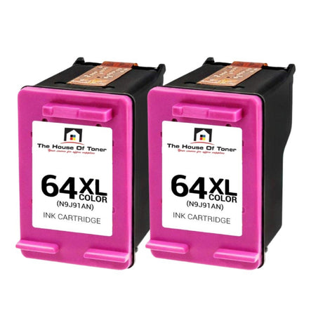 Compatible Ink Cartridge Replacement for HP N9J91AN (64XL) Tri-Color (450 YLD) 2-Pack