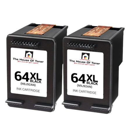 Compatible Ink Cartridge Replacement for HP N9J92AN (64XL) Black (450 YLD) 2-Pack