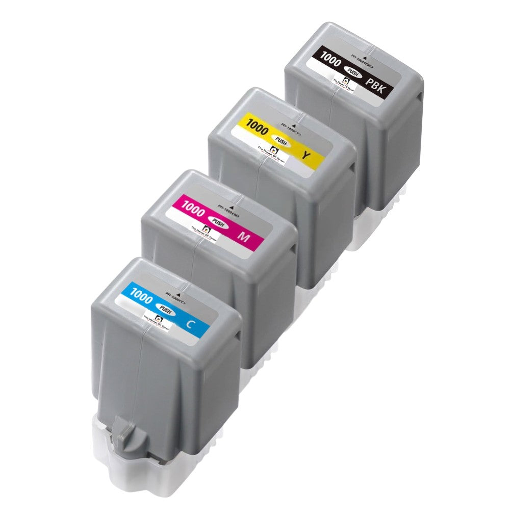 Compatible Ink Cartridge Replacement For CANON 0547C002, 0548C002, 0549C002, 0546C002 (PFI-1000C, M, Y, BK) Cyan, Magenta, Yellow, Black (80 ML) 4-Pack