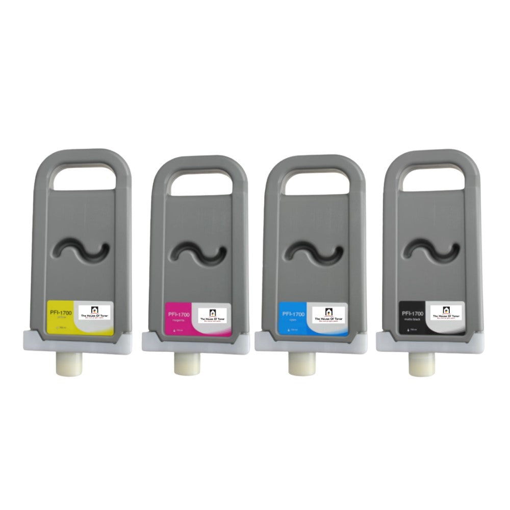Compatible Ink Cartridge Replacement For CANON 0776C001, 0777C001, 0778C001, 0774C001 (PFI-1700C, PFI-1700M, PFI-1700Y, PFI-1700MBK) Cyan, Magenta, Yellow, Matte Black (700ML) 4-Pack