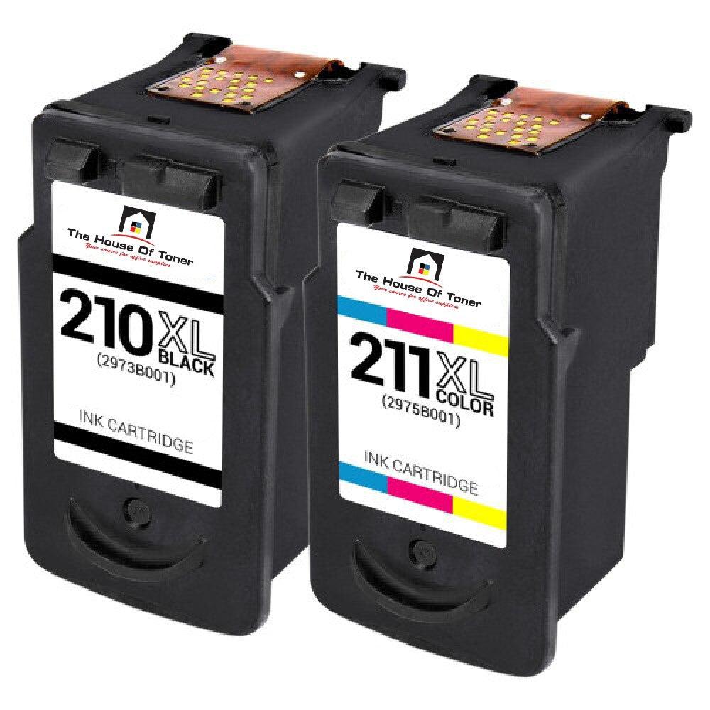 Compatible Ink Cartridge Replacement for CANON 2973B001, 2975B001 (PG-210XL & CL-211XL) Black (400 YLD) , Tri-Color (350 YLD) 2-Pack