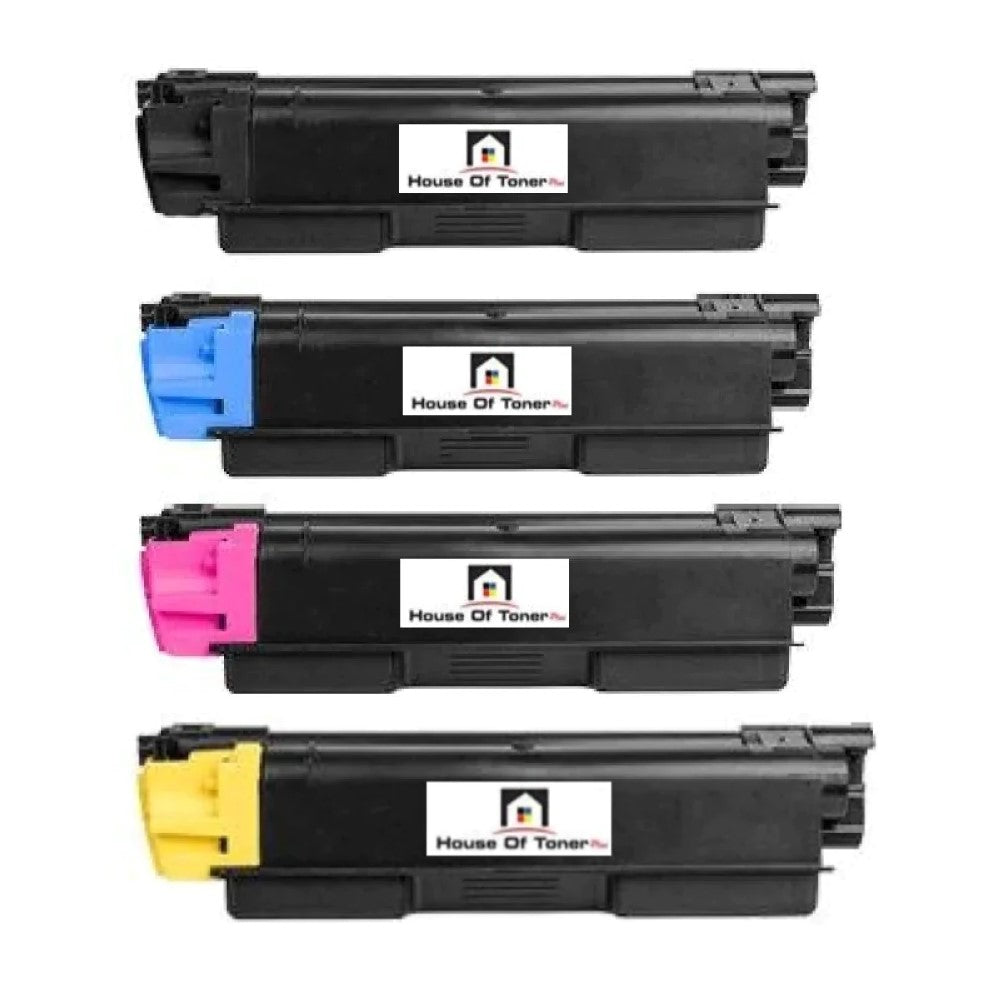 Compatible Toner Cartridge Replacement For KYOCERA MITA 1T02R50CS0, 1T02RSCCS0, 1T02RSACS0, 1T0RSBCS0 (TK5207K, TK5207C, TK5207Y, TK5207M) Black, Cyan, Yellow, Magenta (18K YLD-Black, 12K YLD- Color) 4-Pack)