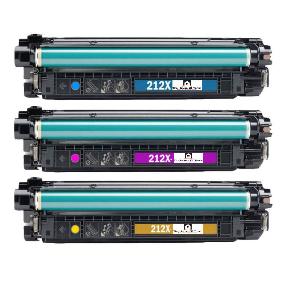 Compatible Toner Cartridge Replacement for HP W2121X, W2122X, W2123X (212X) High Yield Cyan, Yellow, Magenta (10K YLD) 3-Pack