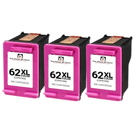 Compatible Ink Cartridge Replacement for HP C2P07AN (62XL, High Yield Tri-Color, 3-Pack) 3 PACK