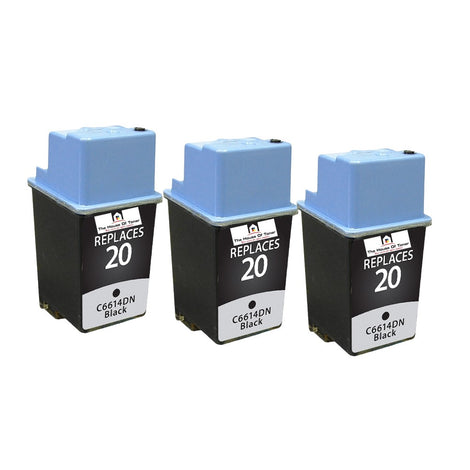Compatible Ink Cartridge Replacement for HP C6614DN (20) Black (600 YLD) 3-Pack
