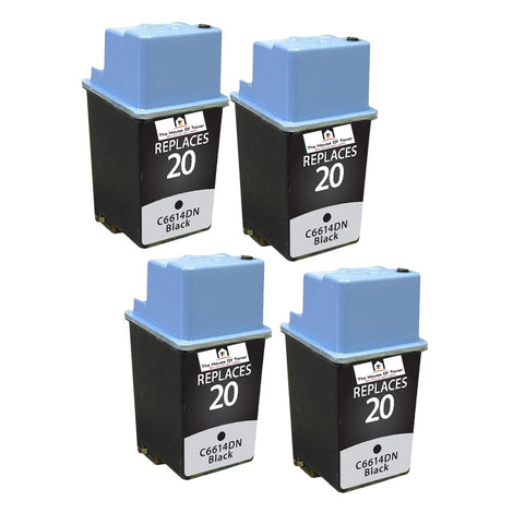 Compatible Ink Cartridge Replacement for HP C6614DN (20) Black (600 YLD) 4-Pack
