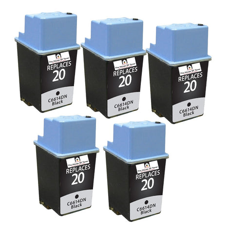 Compatible Ink Cartridge Replacement for HP C6614DN (20) Black (600 YLD) 5-Pack