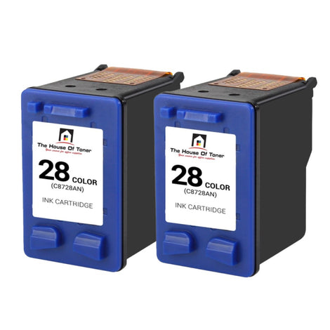 Compatible Ink Cartridge Replacement for HP C8728AN (28) Tri-Color (240 Pages) 2-Pack