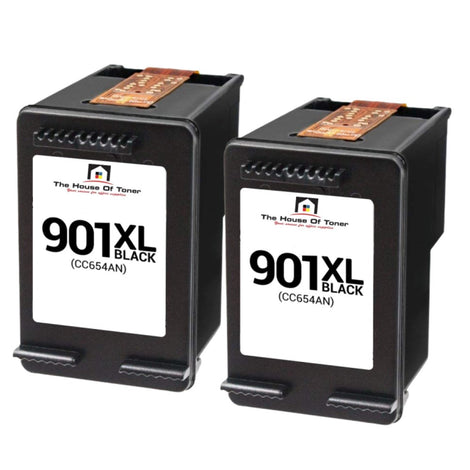 Compatible Ink Cartridge Replacement for HP CC654AN (901XL) Black (700 YLD) 2-Pack