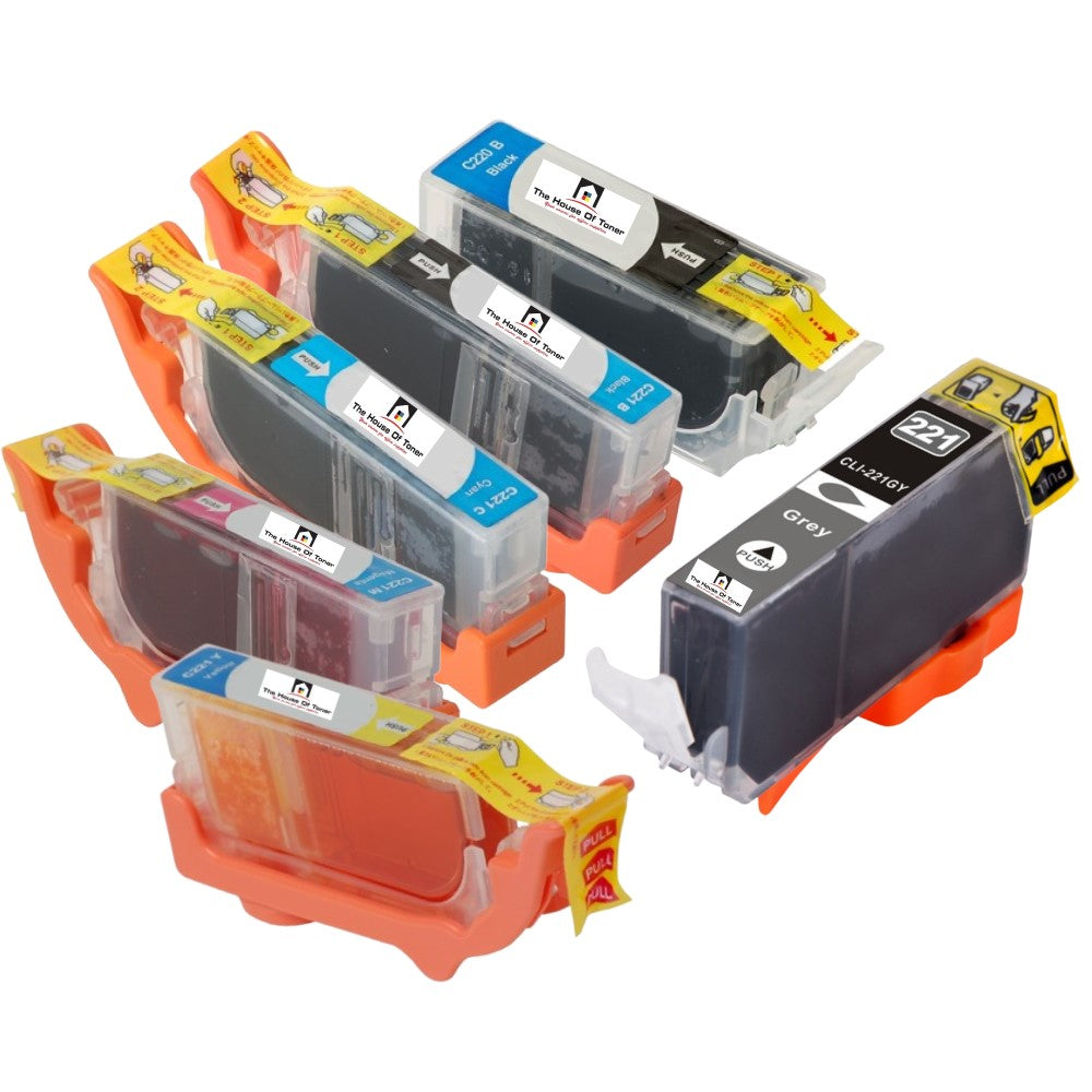Compatible Ink Cartridge Replacement for CANON 2945B001AA, 2949B001AA, 2948B001AA, 2947B001AA, 2946B001, 2950B001AA (CLI-221Y, C, M, BK, GY, PGI-220BK) Yellow, Cyan, Magenta, Black, Gray, Black (420 YLD) 6-Pack