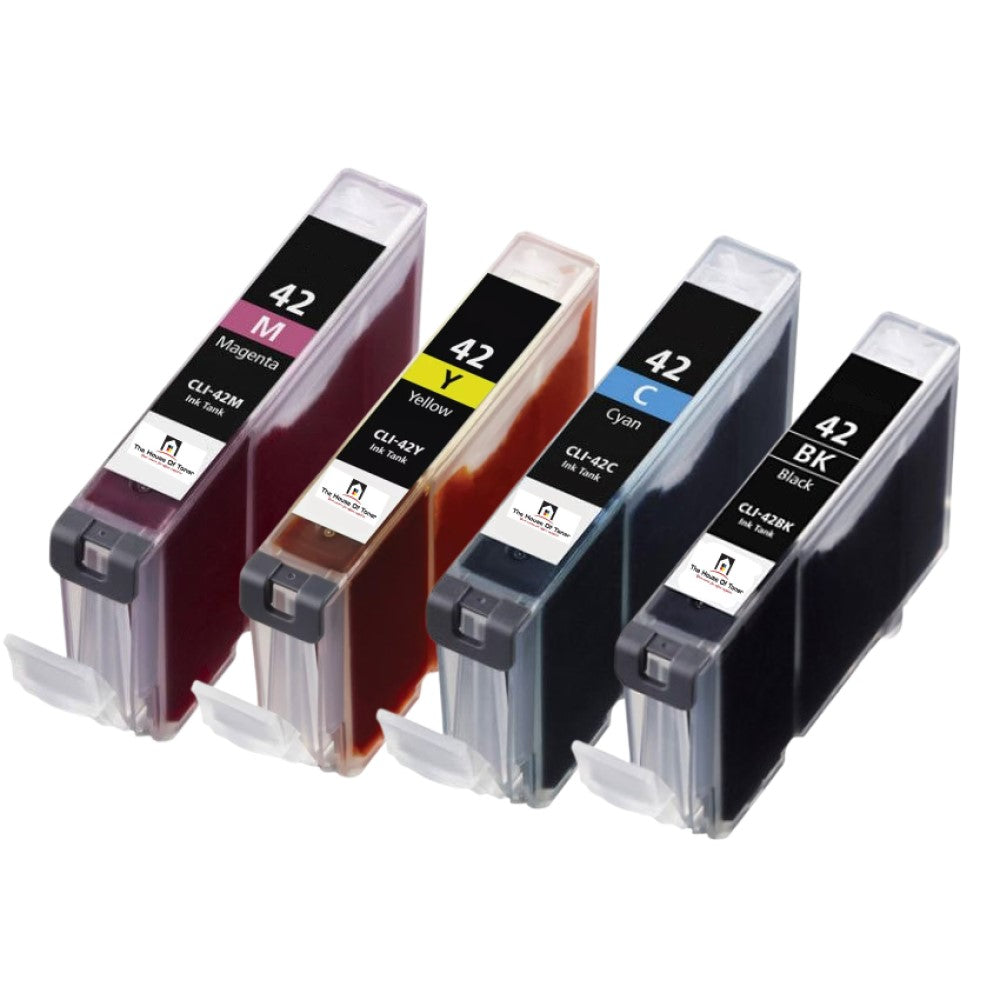 Compatible Ink Cartridge Replacement for CANON 6384B002, 6386B002, 6388B002, 6387B002,  (CLI-42M, CLI42M, CLI-42C, CLI-42Y, CLI42Y, CLI42C, CL-42BK, CL42BK) Magenta, Cyan, Yellow, Black (600 YLD) 4-Pack