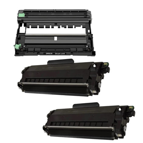 Compatible Toner Cartridge & Drum Unit Replacement for BROTHER TN830/DR830 Black (3 Pack) DCP-L2640DW, HL-L2400D