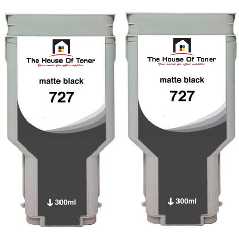 Compatible Ink Cartridge Replacement For HP C1Q12A (727) Matte Black (300 ML) 2-Pack