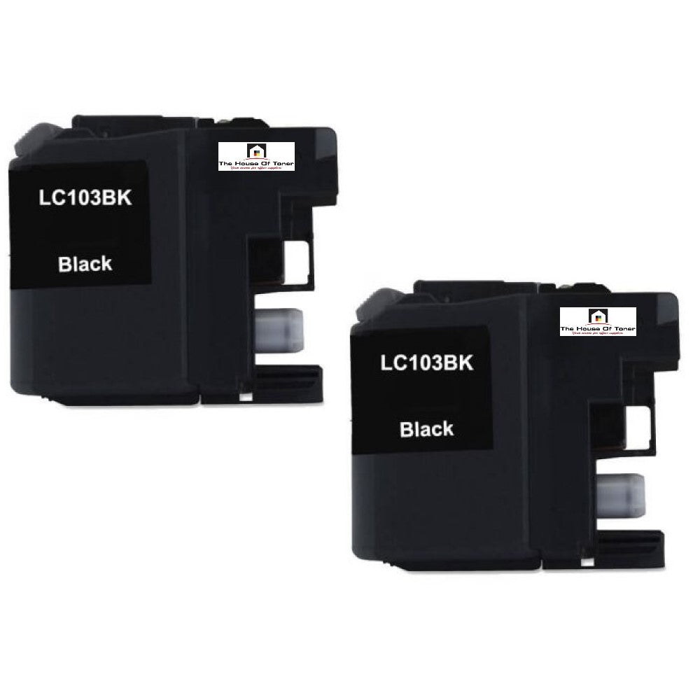 Compatible Toner Cartridge Replacement For Brother LC103BK (LC-103BK) Black (600 YLD) 2-Pack