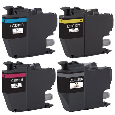 Compatible Ink Cartridge Replacement for BROTHER LC3013C, LC3013M, LC3013Y, LC3013BK (LC-3013C, LC-3013M, LC-3013Y, LC-3013BK XL) Cyan, Magenta, Yellow, Black (400 YLD) 4-pack