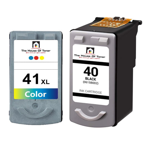 Compatible Ink Cartridge Replacement For CANON 5208B001, 0615B002 (PG-40 & CL-41XL) Black and Tri-Color (Black- 520 YLD, Color- 400YLD) 2-Pack