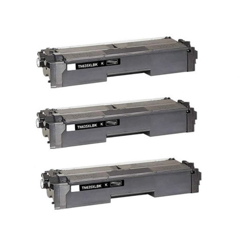 Compatible Toner Cartridge Replacement for Brother TN635XLBK (TN-635XLBK) Black (7.5K YLD) 3 Pack