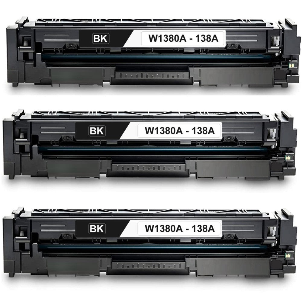 Compatible Toner Cartridge Replacement For HP W1380A (138A) Black (1.5K YLD) Pro 3001dw, 3001dwe (3 Pack)