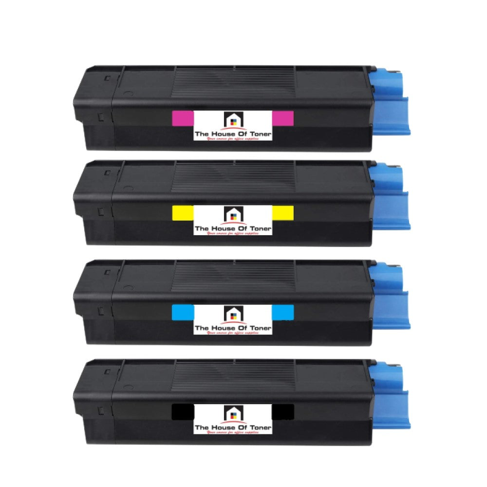 Compatible Toner Cartridge Replacement for OKIDATA 43034804, 43034803, 43034802, 43034801 (TYPE C6) Black, Cyan, Magenta, Yellow (15K YLD) 4-Pack