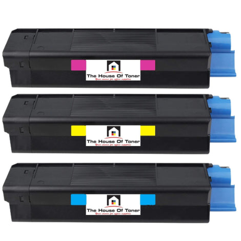 Compatible Toner Cartridge Replacement for OKIDATA 43034803, 43034802, 43034801 (TYPE C6) Cyan, Magenta, Yellow (15K YLD) 3-Pack